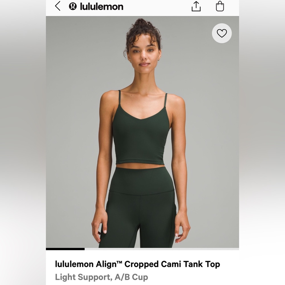 Lululemon Align Cropped Cami Tank Top A/B Cup